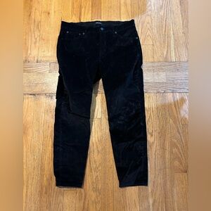 J. Crew High Rise black velvet toothpick jeans!
